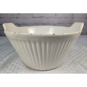 Vintage California USA 991 Pottery Bowl Crock Fluted Cream Brown Speckled